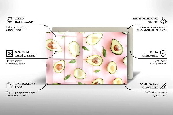 Skleněná deska za sporák Avokádový vzor