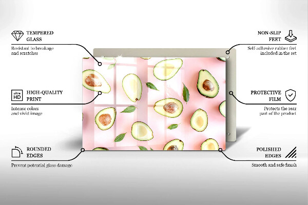 Skleněná deska za sporák Avokádový vzor