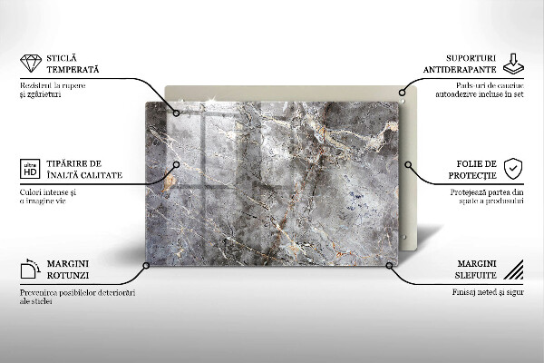 Skleněná deska za sporák Textura kamene