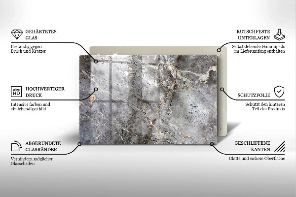 Skleněná deska za sporák Textura kamene