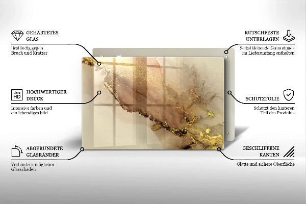 Skleněná deska za sporák Zlatá abstrakce