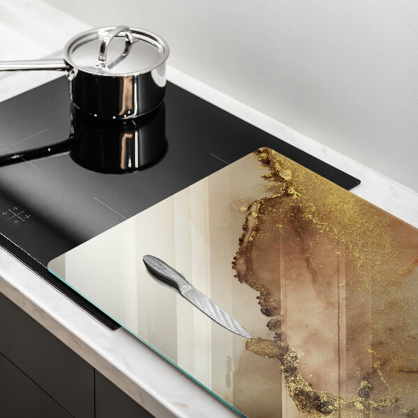 Skleněná deska za sporák Zlatá abstrakce