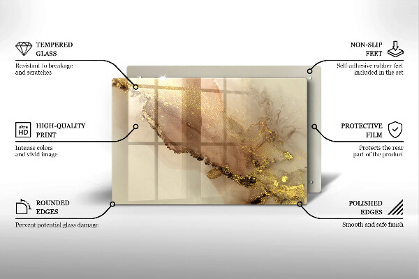 Skleněná deska za sporák Zlatá abstrakce