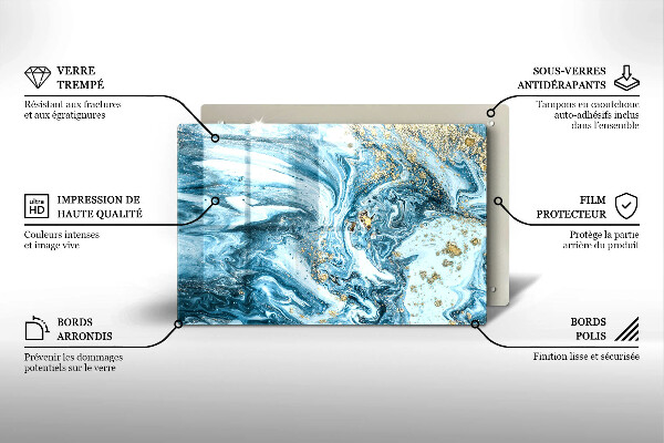 Skleněná deska za sporák Struktura se zlatem