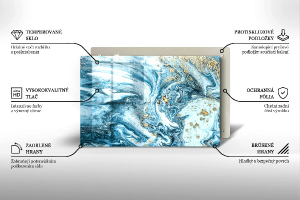 Skleněná deska za sporák Struktura se zlatem