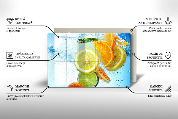 Skleněná deska za sporák Šťavnatá citrusová voda
