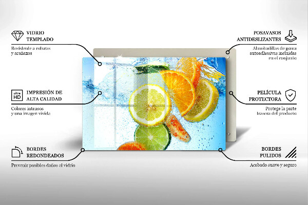 Skleněná deska za sporák Šťavnatá citrusová voda