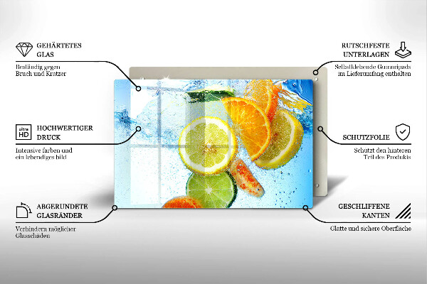 Skleněná deska za sporák Šťavnatá citrusová voda
