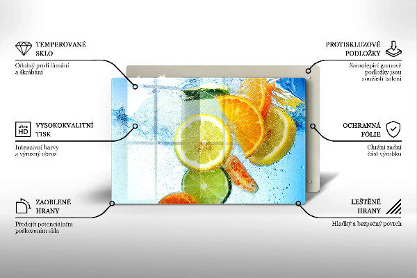 Skleněná deska za sporák Šťavnatá citrusová voda