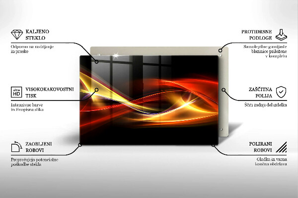 Skleněná deska za sporák Abstraktní kouř a světlo