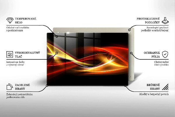 Skleněná deska za sporák Abstraktní kouř a světlo