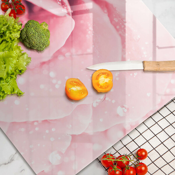 Skleněná deska za sporák Kapky rosy a květ růže