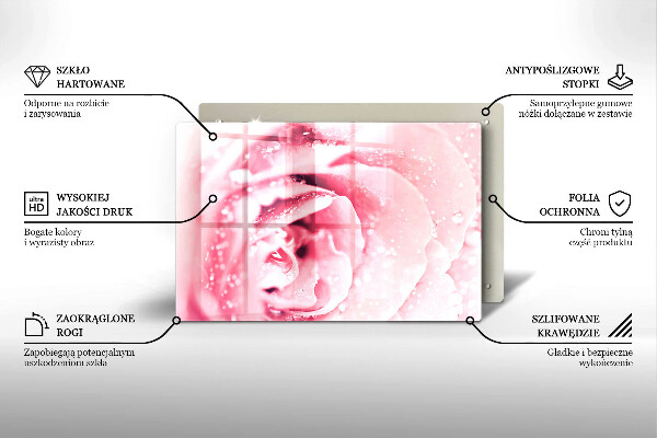 Skleněná deska za sporák Kapky rosy a květ růže