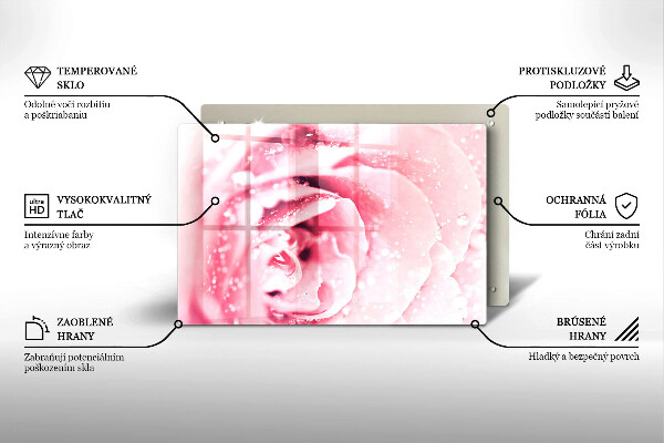 Skleněná deska za sporák Kapky rosy a květ růže