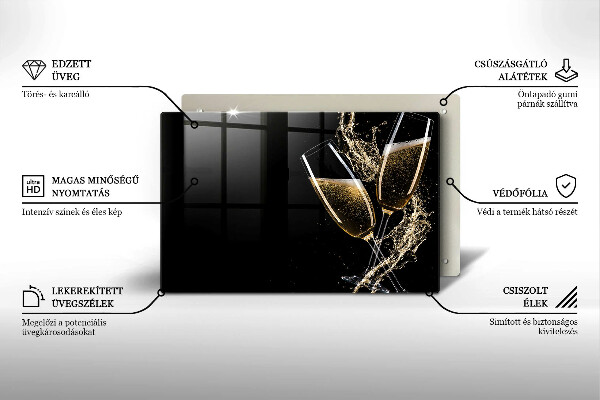 Skleněná deska za sporák Sklenice šampaňského