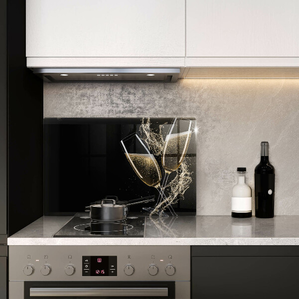 Skleněná deska za sporák Sklenice šampaňského