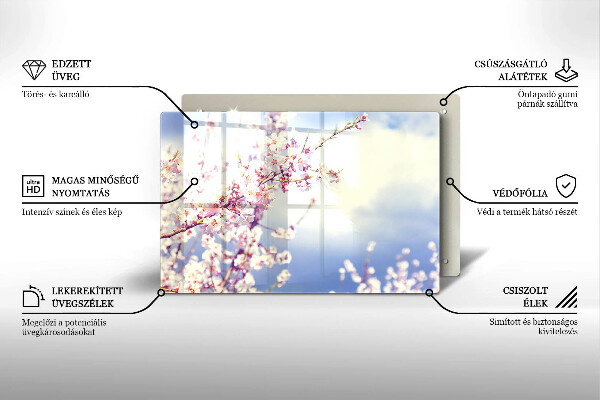 Skleněná deska za sporák Kvetoucí strom