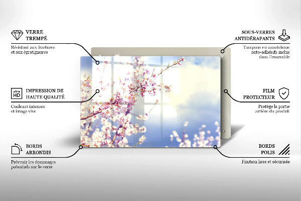 Skleněná deska za sporák Kvetoucí strom