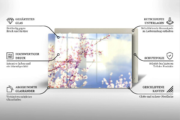 Skleněná deska za sporák Kvetoucí strom