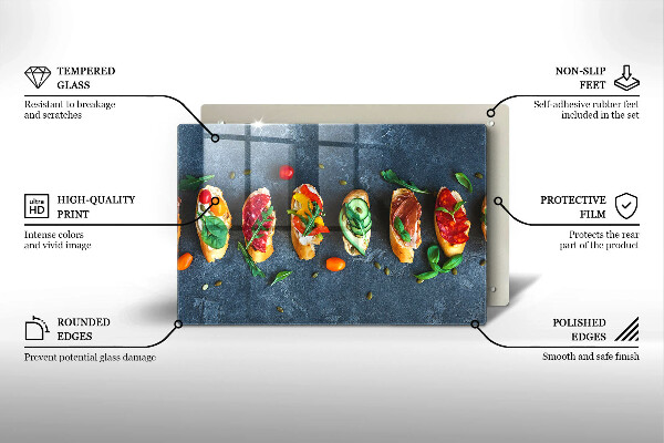 Skleněná deska za sporák Barevné sendviče