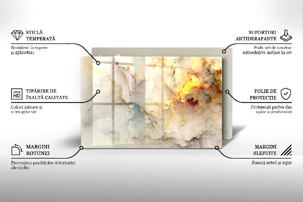 Skleněná deska za sporák Textura mramoru se zlatem