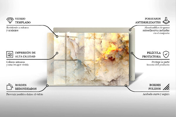 Skleněná deska za sporák Textura mramoru se zlatem