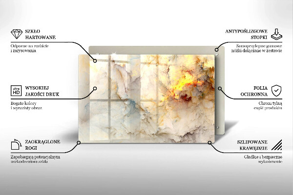 Skleněná deska za sporák Textura mramoru se zlatem