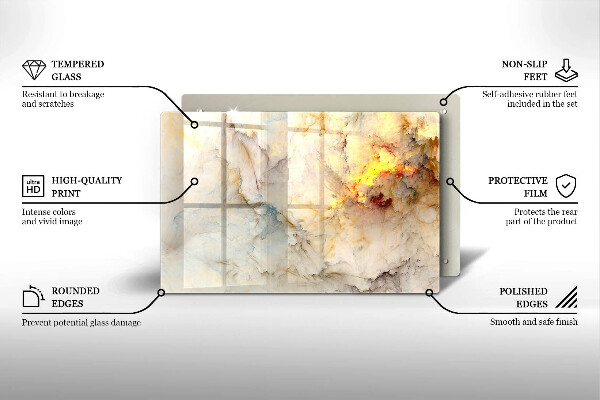 Skleněná deska za sporák Textura mramoru se zlatem