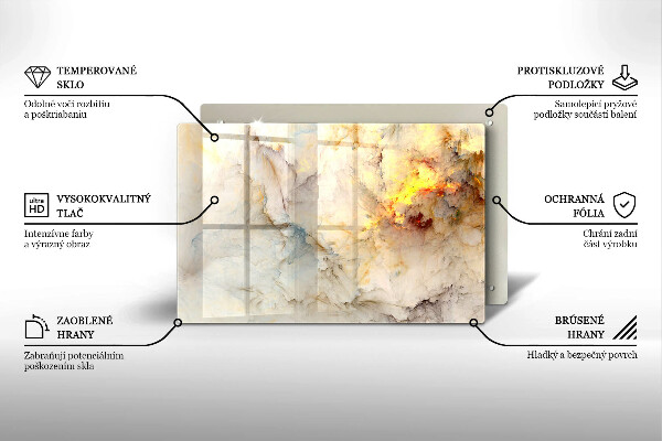 Skleněná deska za sporák Textura mramoru se zlatem