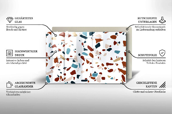 Skleněná deska za sporák Dekorativní kámen