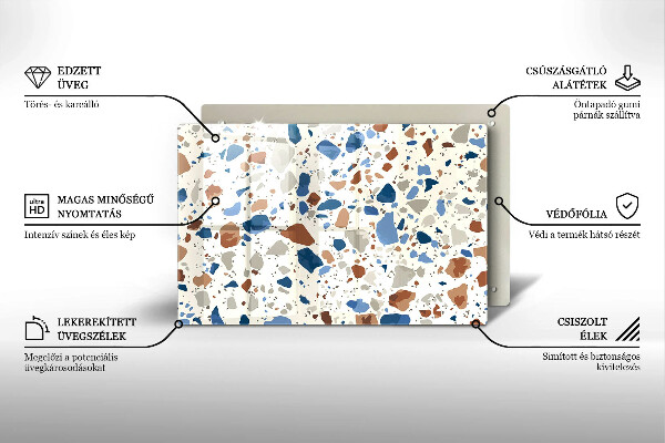 Skleněná deska za sporák Dekorativní kamenina