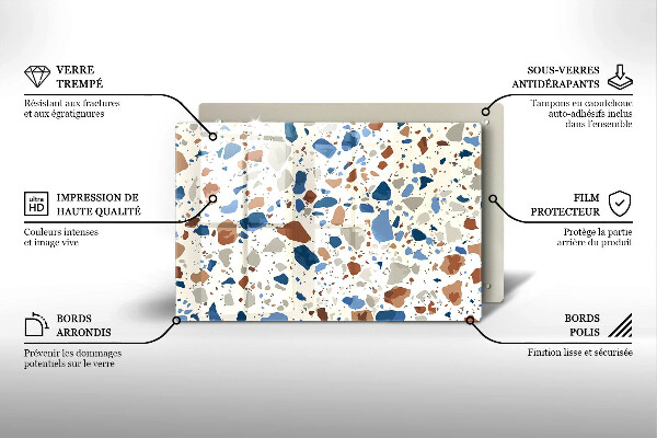 Skleněná deska za sporák Dekorativní kamenina