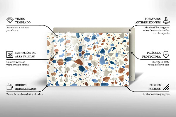 Skleněná deska za sporák Dekorativní kamenina