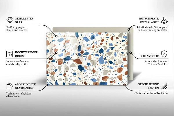 Skleněná deska za sporák Dekorativní kamenina