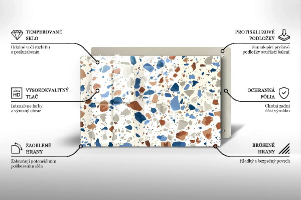 Skleněná deska za sporák Dekorativní kamenina