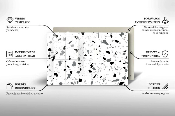 Skleněná deska za sporák Dekorativní kamenina