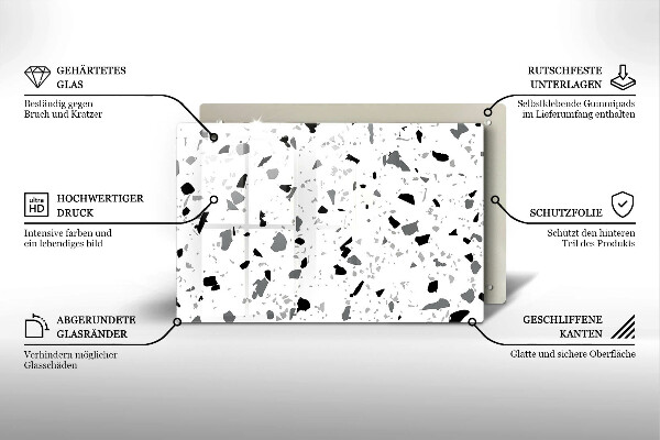 Skleněná deska za sporák Dekorativní kamenina