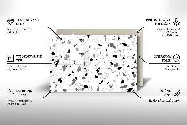 Skleněná deska za sporák Dekorativní kamenina