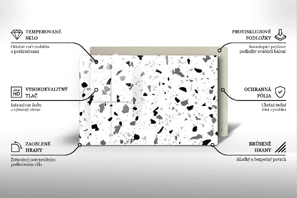 Skleněná deska za sporák Dekorativní kamenina