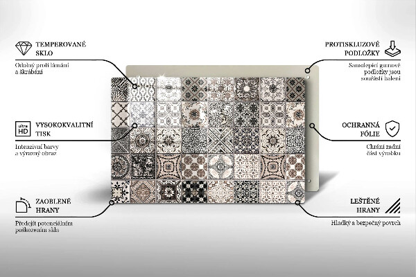 Skleněná deska za sporák Dekorativní dlaždice