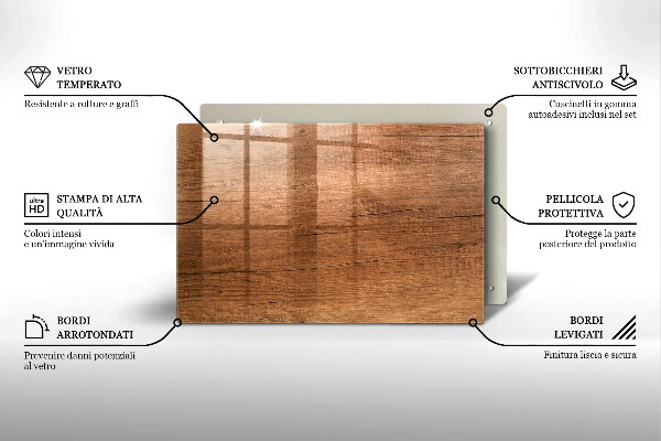 Skleněná deska za sporák Textura dřeva