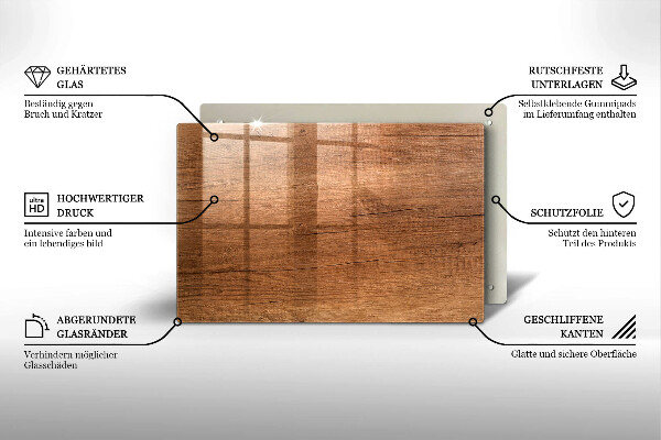 Skleněná deska za sporák Textura dřeva
