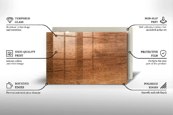 Skleněná deska za sporák Textura dřeva