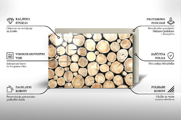 Skleněná deska za sporák Dřevěné kmeny stromů