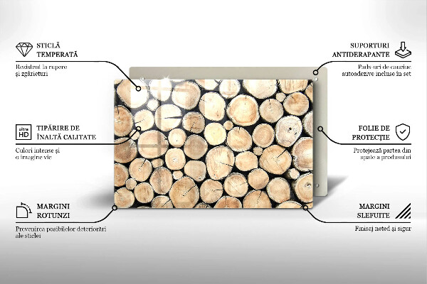 Skleněná deska za sporák Dřevěné kmeny stromů