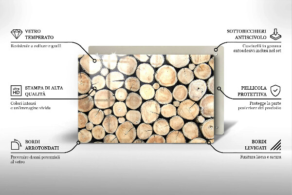 Skleněná deska za sporák Dřevěné kmeny stromů