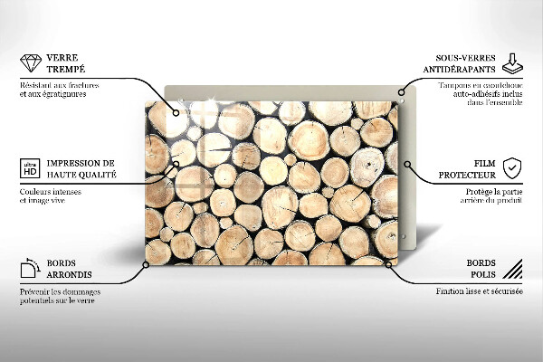 Skleněná deska za sporák Dřevěné kmeny stromů