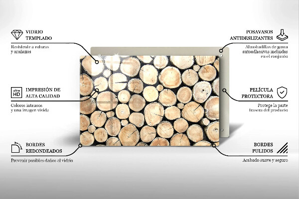 Skleněná deska za sporák Dřevěné kmeny stromů