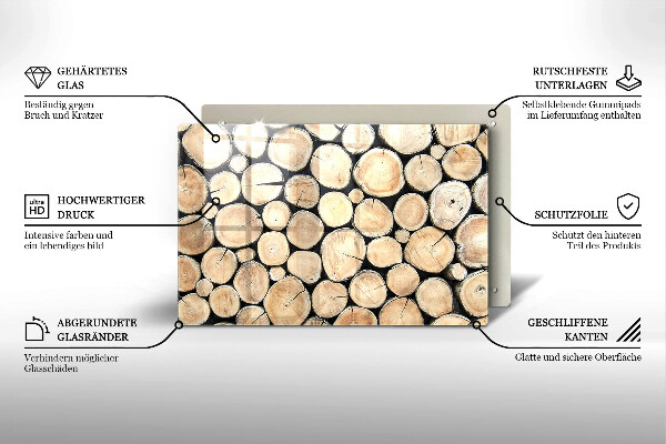 Skleněná deska za sporák Dřevěné kmeny stromů
