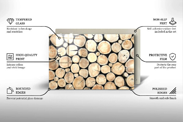 Skleněná deska za sporák Dřevěné kmeny stromů